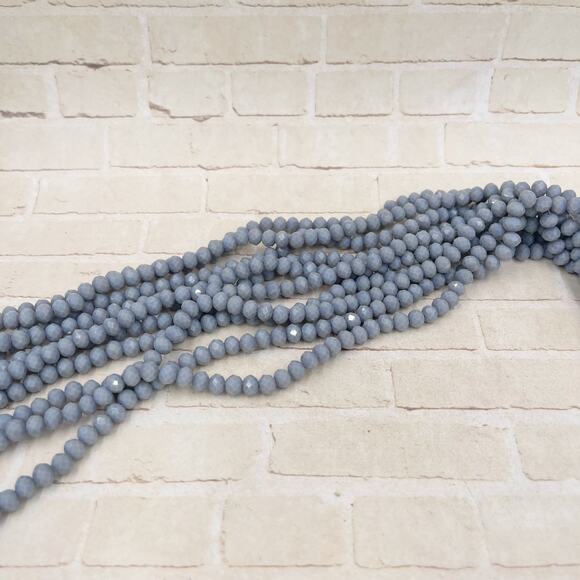 Opaque Gray Crystal Glass Rondelle 6x4mm Beads: Full Strand Chinese Crystal - Picture 2 of 3